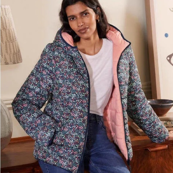 Quilted Reversible Floral Puffer Jacket - Picture 2 of 5